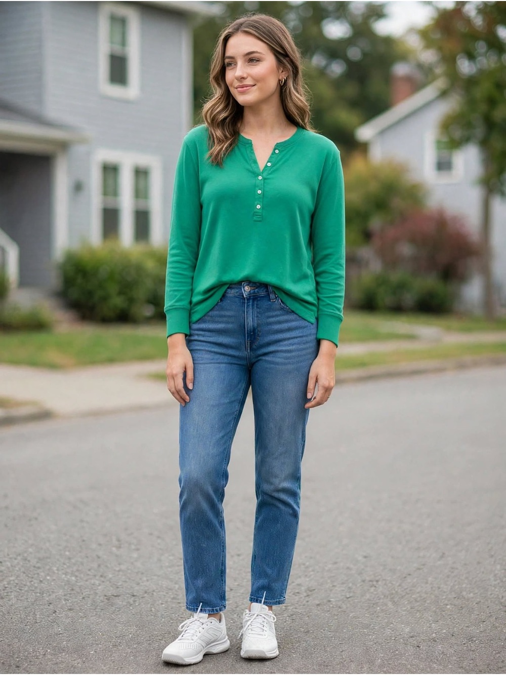 Lou & Grey Emerald Green Long-Sleeve Henley Top